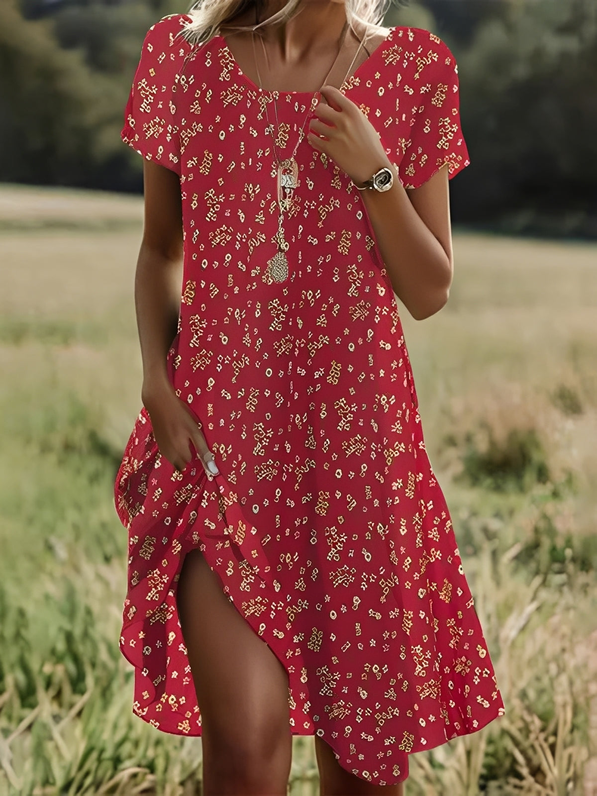 Gloria - Stylowa etyczna sukienka z rękawami dla kobiet