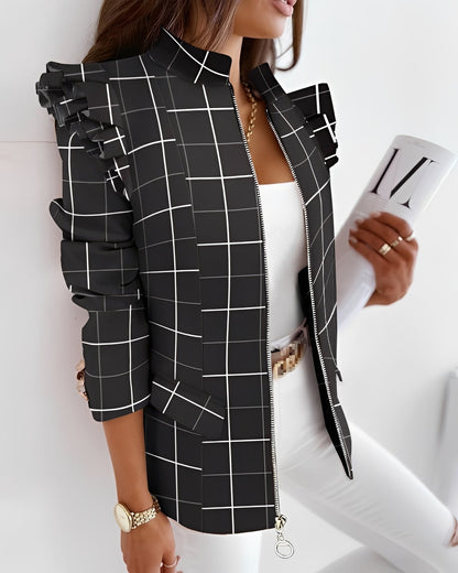 Amelia - Żakiet z falbanami i zamkiem dla kobiet