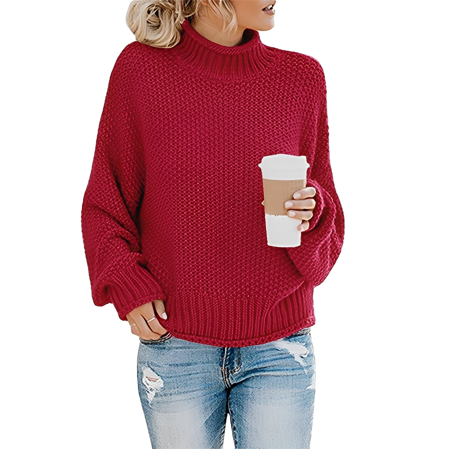 Evalyn - Luźny golfowy sweter damski