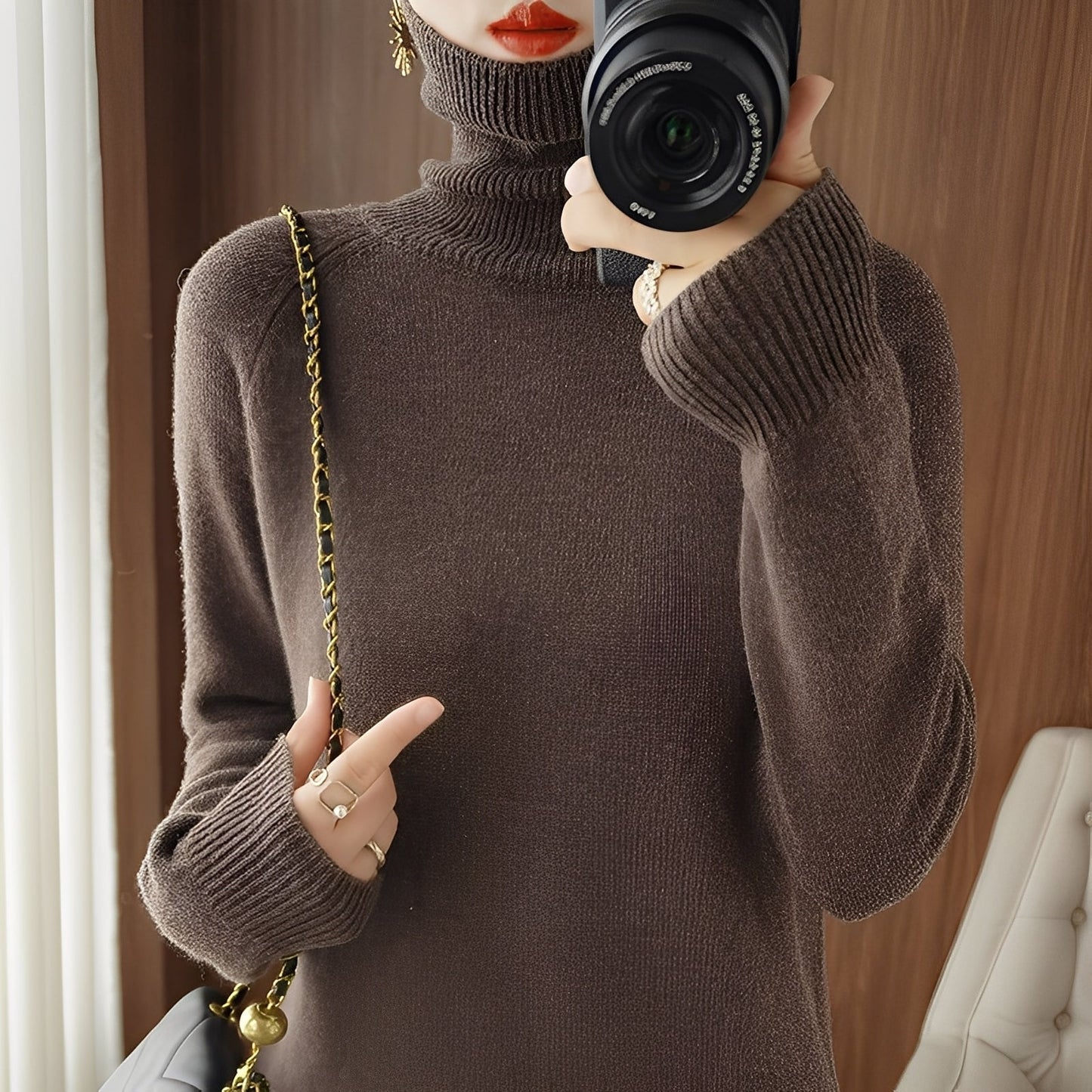 Kaycee - Modny damski sweter z golfem