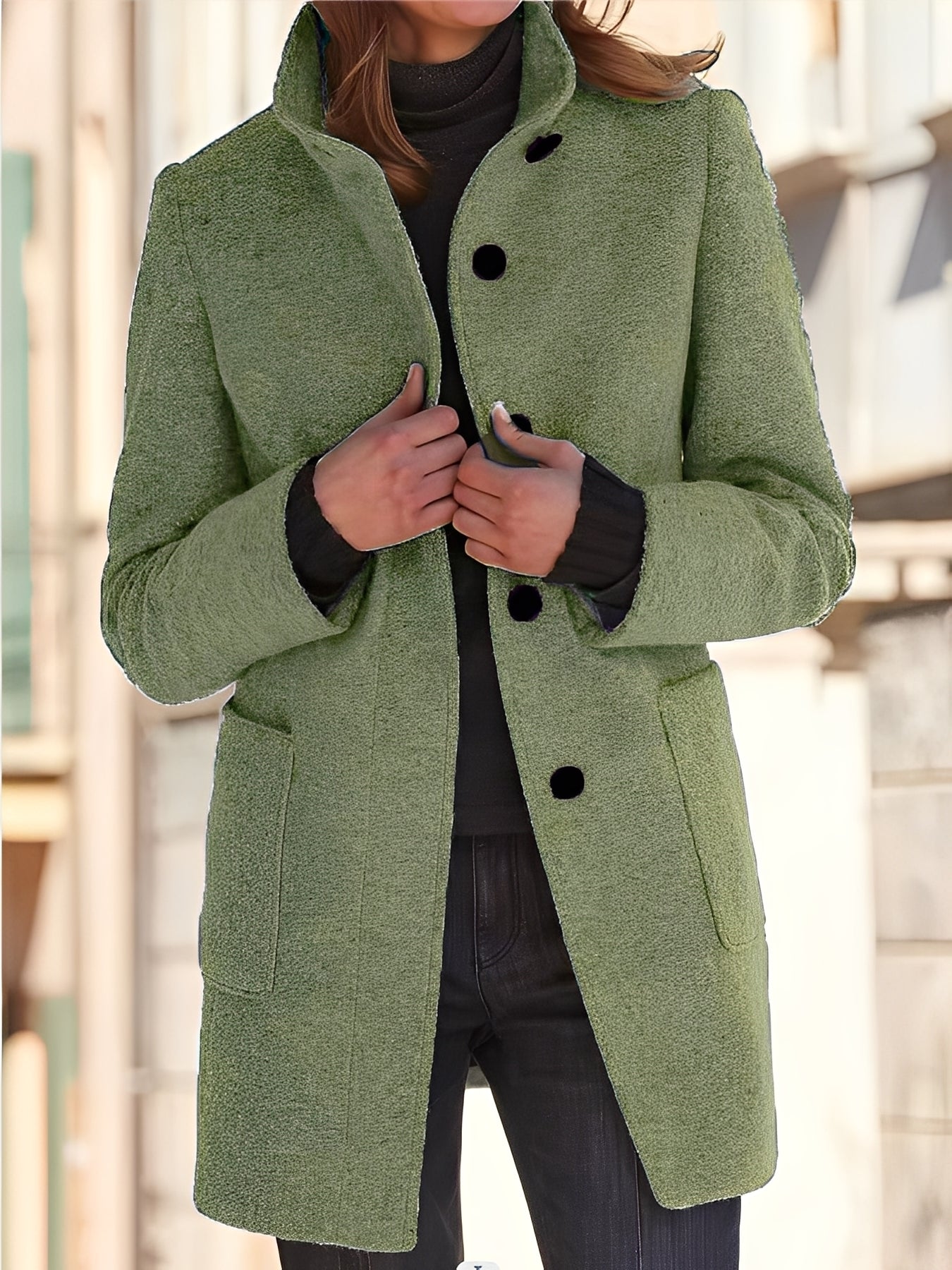 Michele - Damski płaszcz wełniany odporny na wiatr