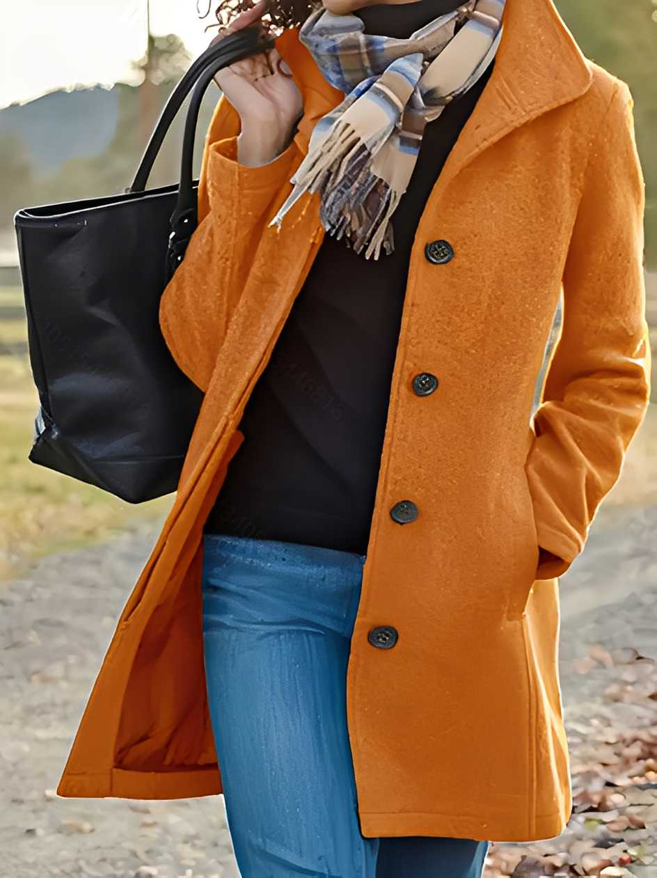 Jaclyn - Stylowy, praktyczny damski płaszcz tweedowy