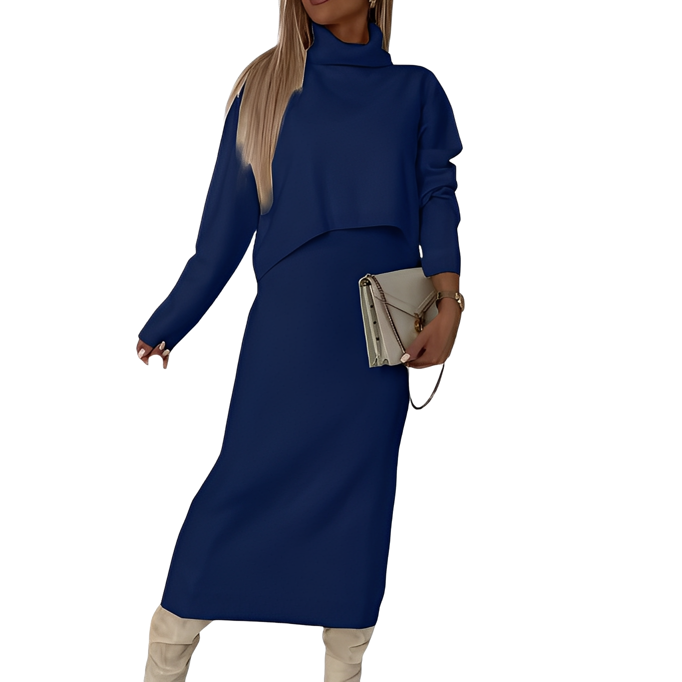 Natalee - Modny zestaw z golfem i spódnicą dla kobiet