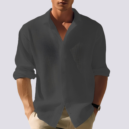 Ryan - Swobodne, proste koszula z długim rękawem z guzikami dla mężczyzn