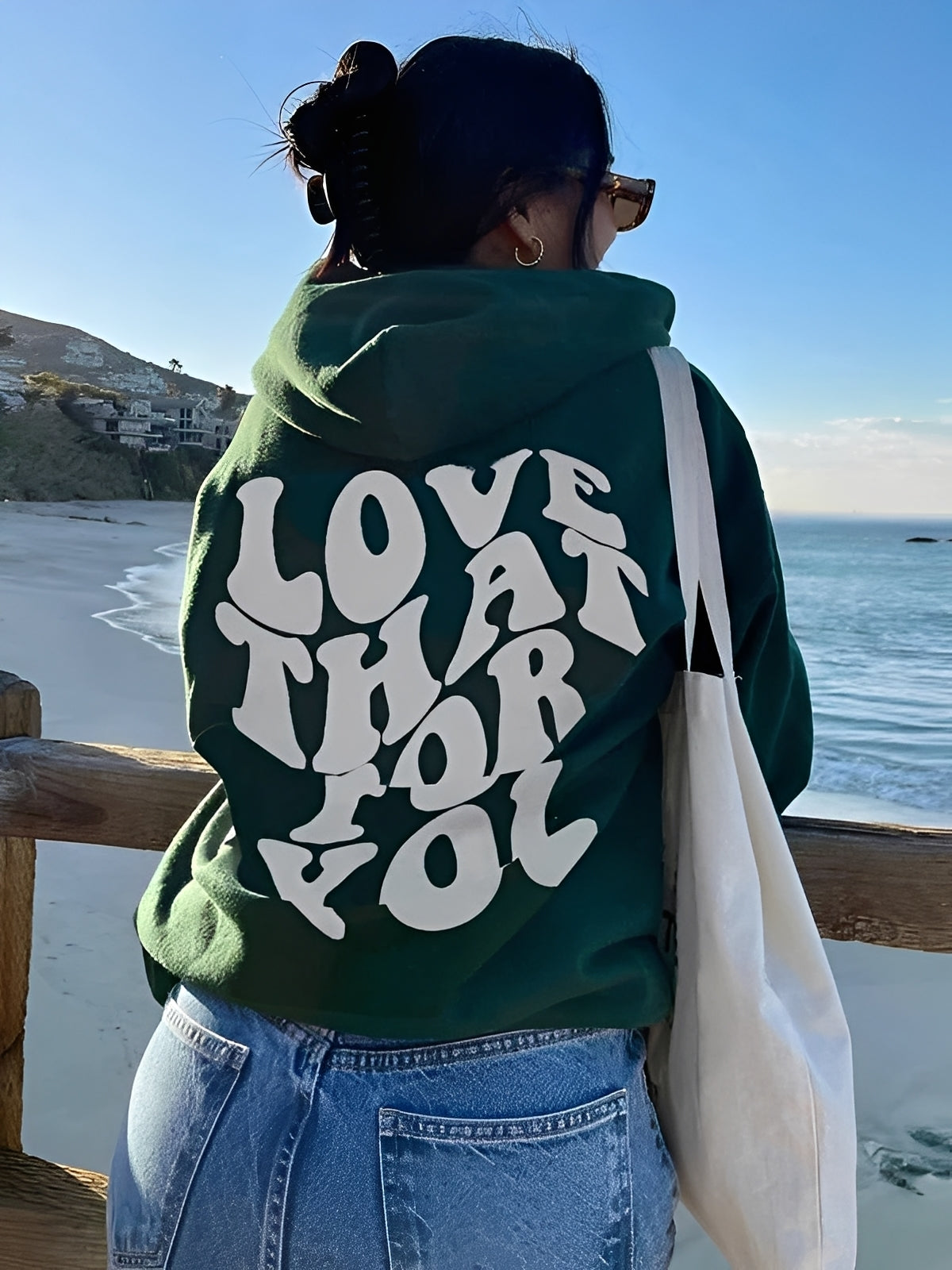 Rebeccah - Luźny kobiecy hoodie z nadrukiem