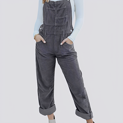 Maggie - Swobodny jeansowy kombinezon z krzyżowanymi plecami dla kobiet