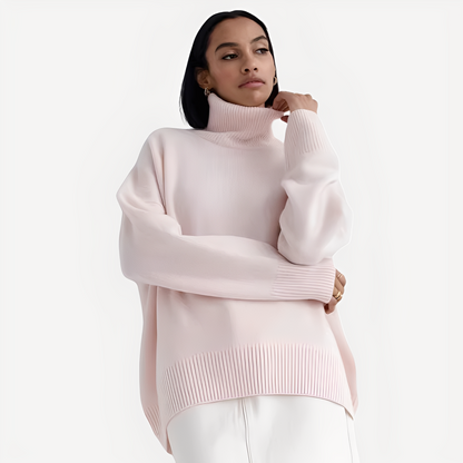 Margery - Kobiecy sweter z wysokim kołnierzem, o swobodnym kroju