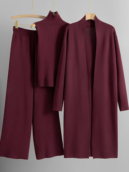 Angie - Modny 3-częściowy zestaw dzianinowy dla kobiet