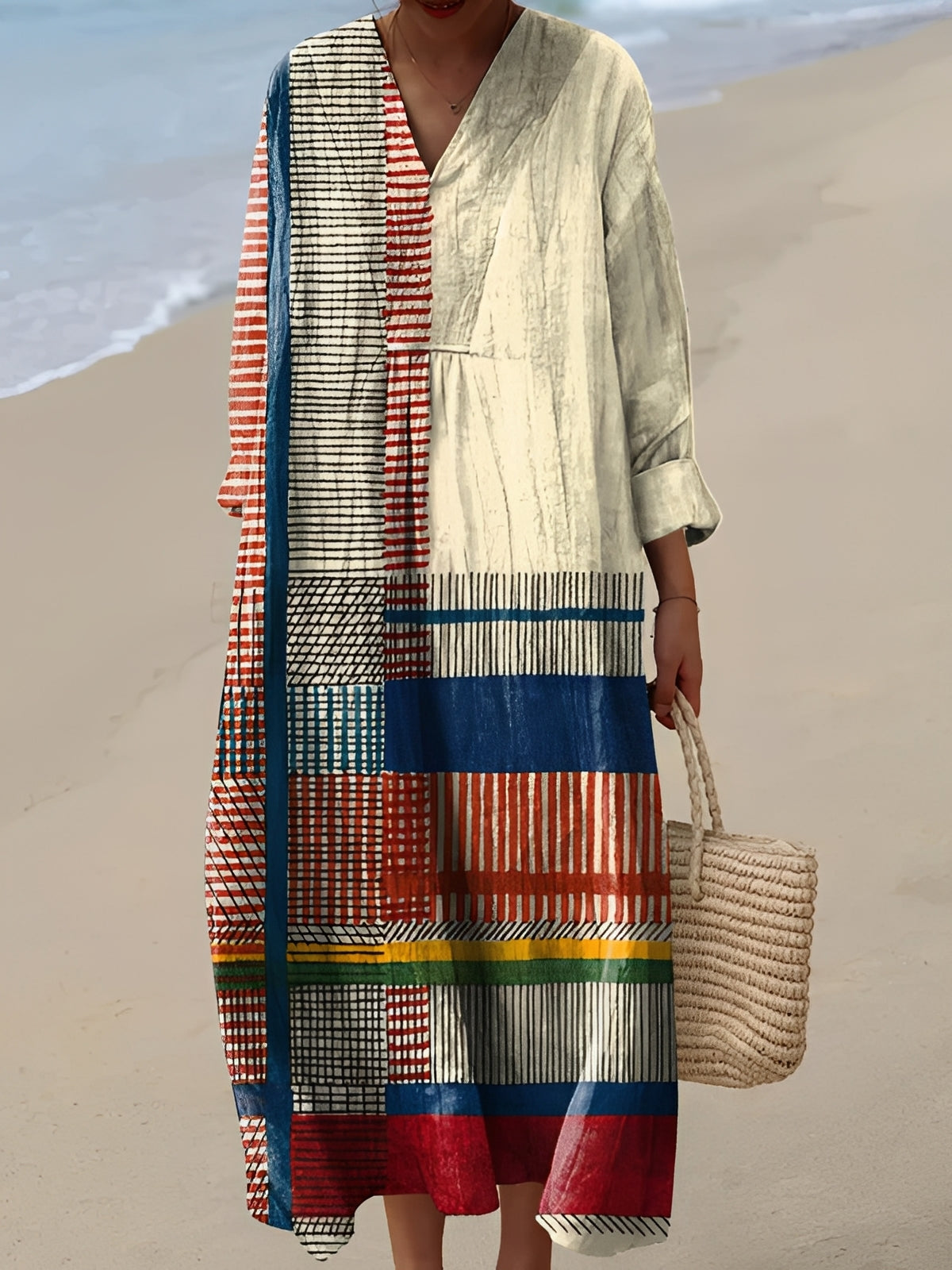 Jean - Stylowa, luźno szyta, średniej długości sukienka dla kobiet