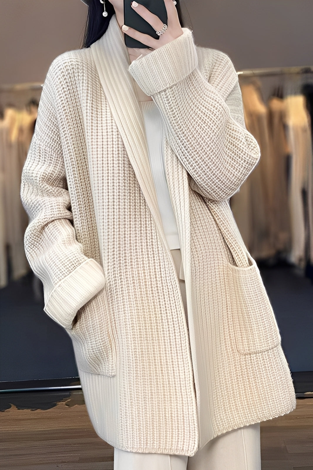 Suzanna - Stylowy, długi kardigan dla kobiet