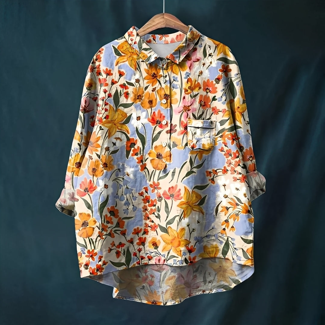 Garance - Damska klasyczna bluzka z długimi rękawami