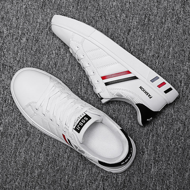 Noah - Białe Męskie Buty Casual z Paskami