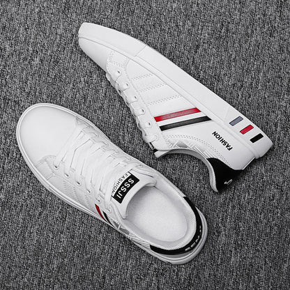 Noah - Białe Męskie Buty Casual z Paskami