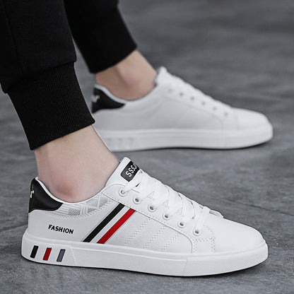 Noah - Białe Męskie Buty Casual z Paskami