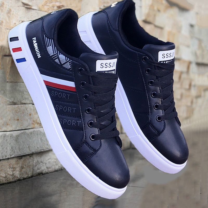 Noah - Białe Męskie Buty Casual z Paskami