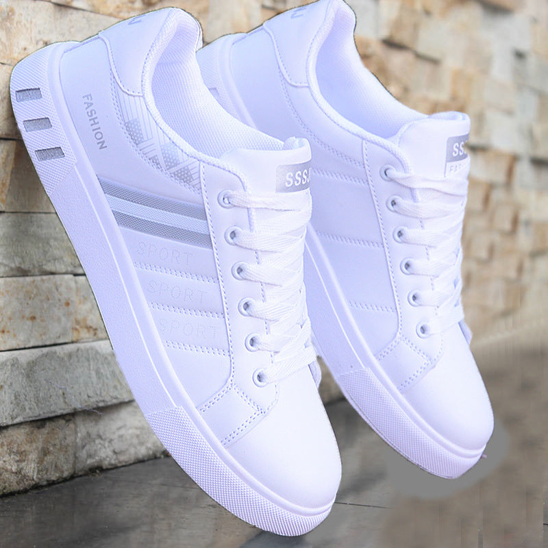 Noah - Białe Męskie Buty Casual z Paskami