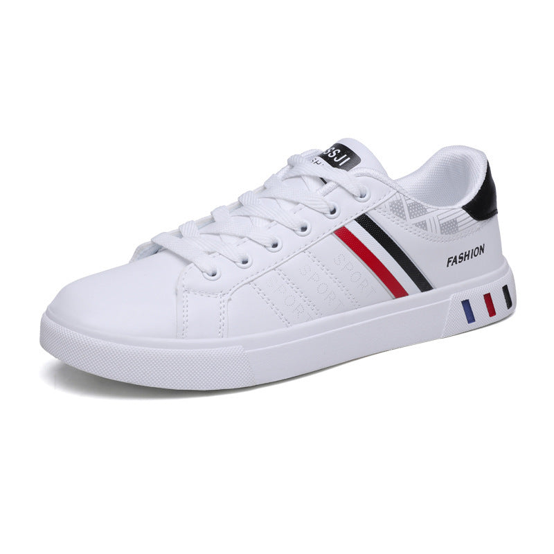 Noah - Białe Męskie Buty Casual z Paskami