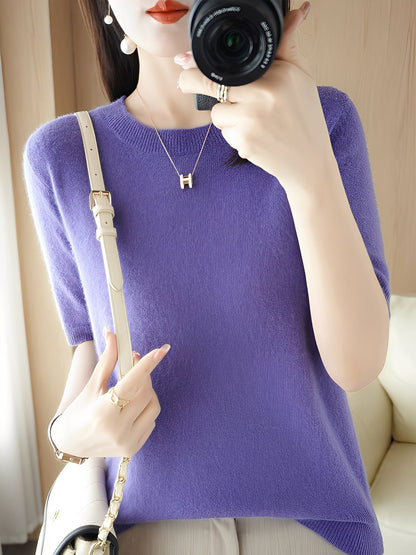 Blandine - Damski sweter z krótkimi rękawami