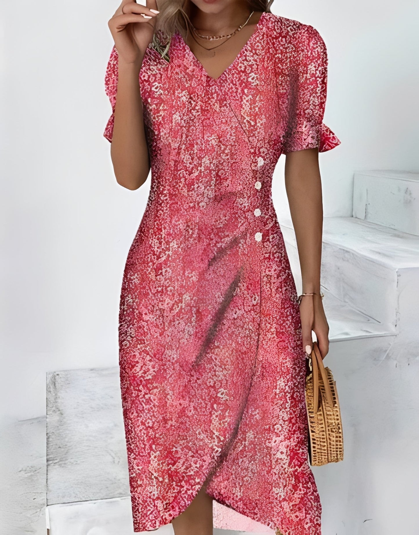 Rachael - Swobodne sukienka kopertowa w kwiatowy wzór dla kobiet