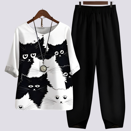 Jodie - Stylowy, wygodny zestaw z nadrukiem dla kobiet