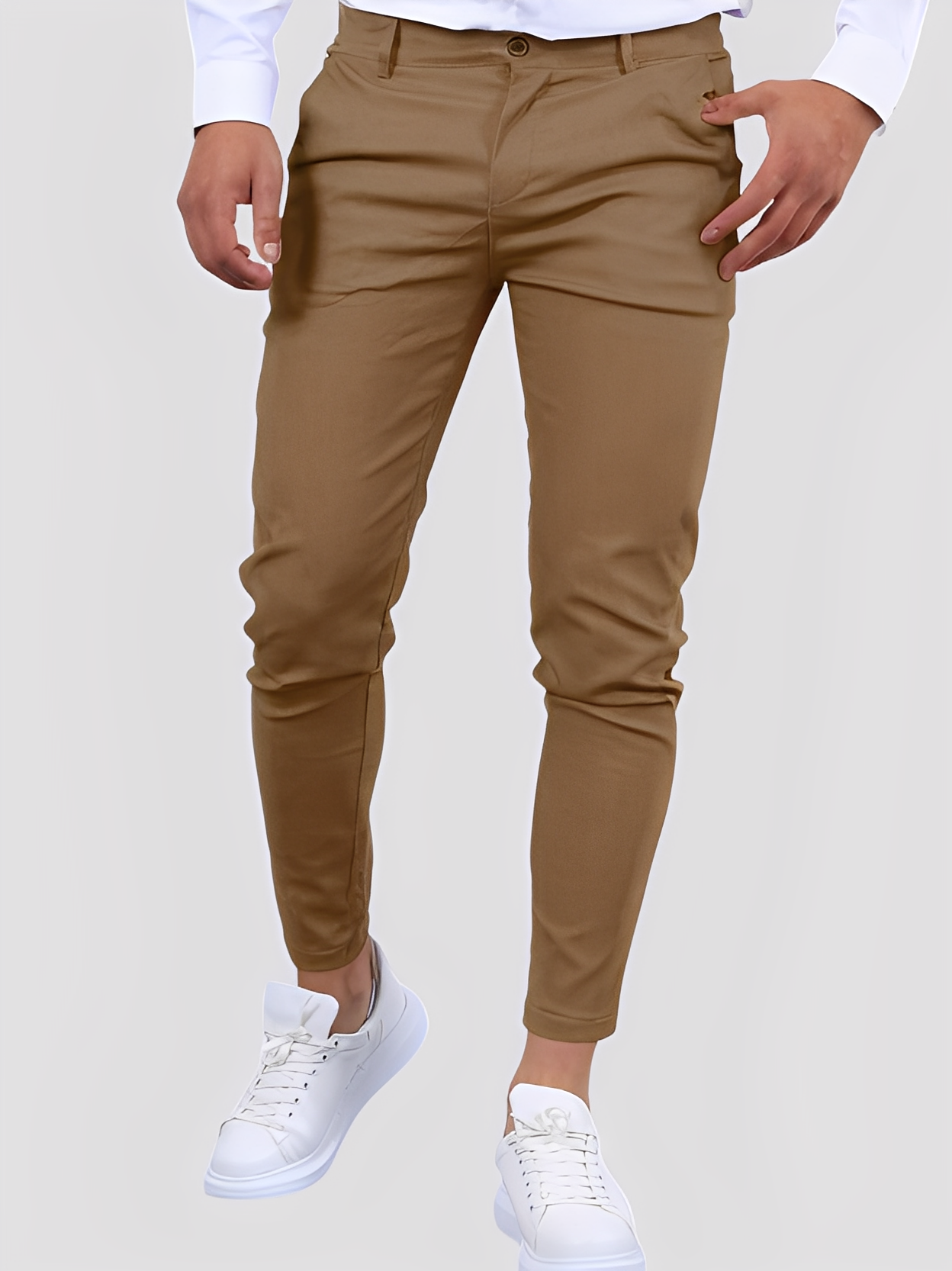 Shelton - Męskie luźne spodnie stretch o wąskim kroju