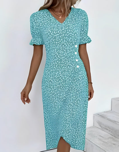 Rachael - Swobodne sukienka kopertowa w kwiatowy wzór dla kobiet