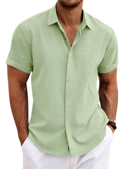 Jimmy - Swobodna lniana koszula z krótkimi rękawami dla mężczyzn