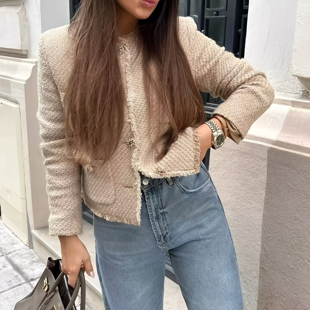 Samantha - Elegancka damska kurtka z wełnianego tweedu
