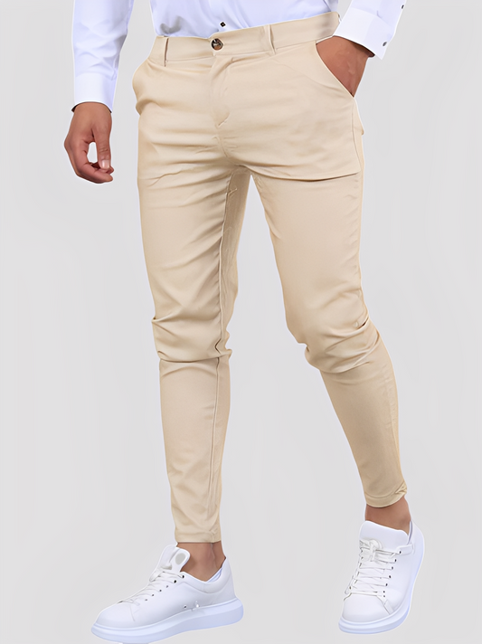 Shelton - Męskie luźne spodnie stretch o wąskim kroju