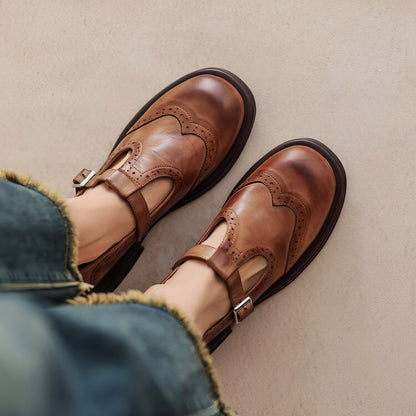 Erika - Retro-buty z mocnej skóry dla kobiet