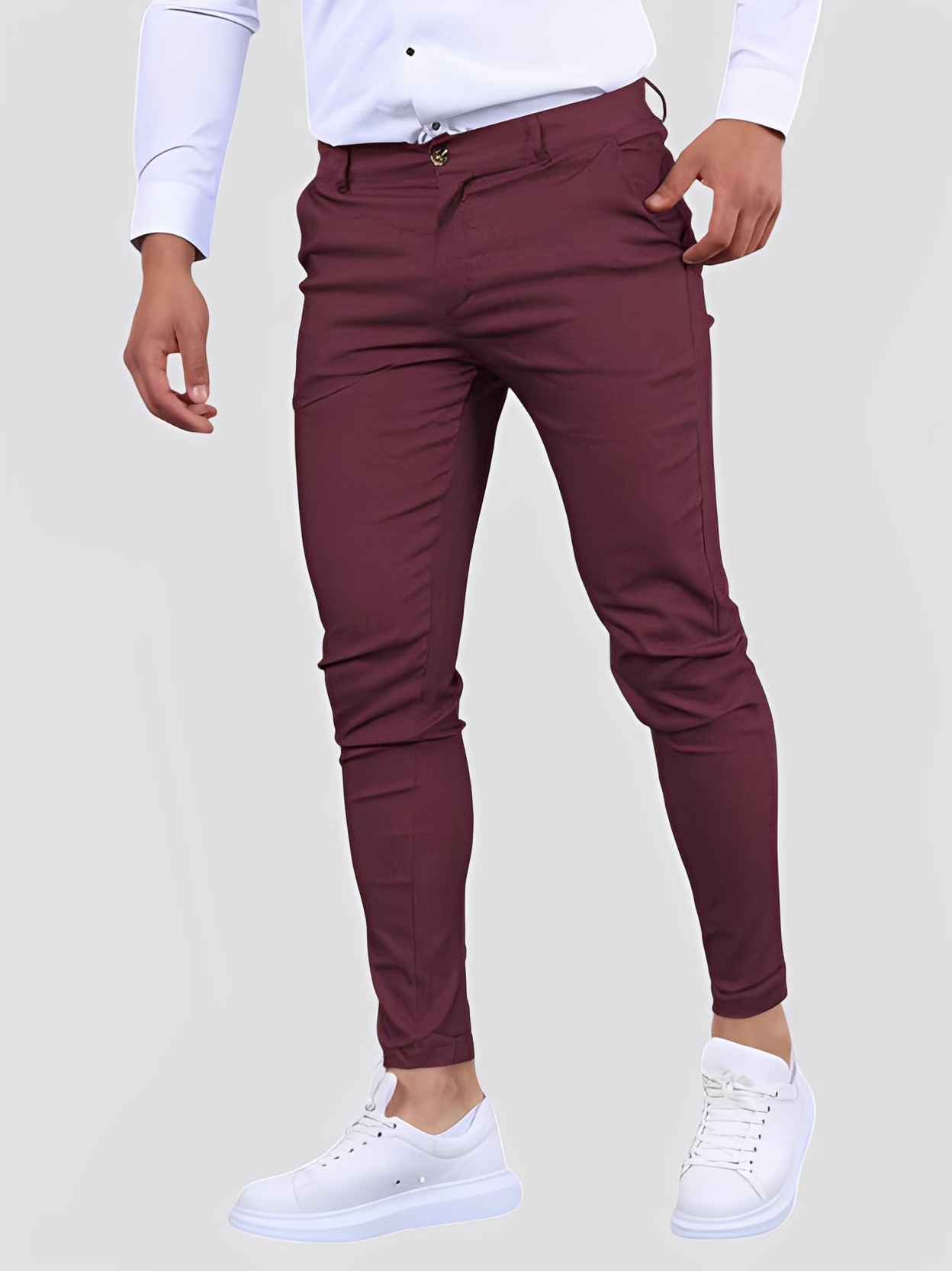 Shelton - Męskie luźne spodnie stretch o wąskim kroju