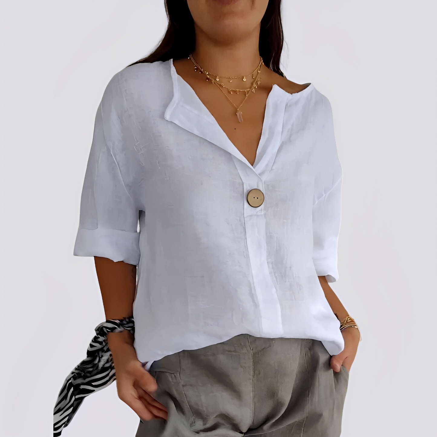 Karie - Wygodna koszula z dekoltem V dla kobiet