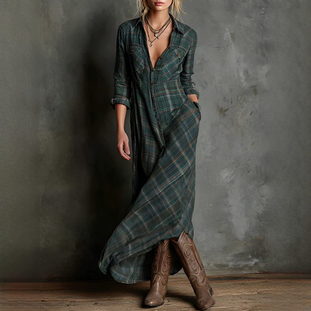 Lilly - Rozkloszowana sukienka długa dla kobiet