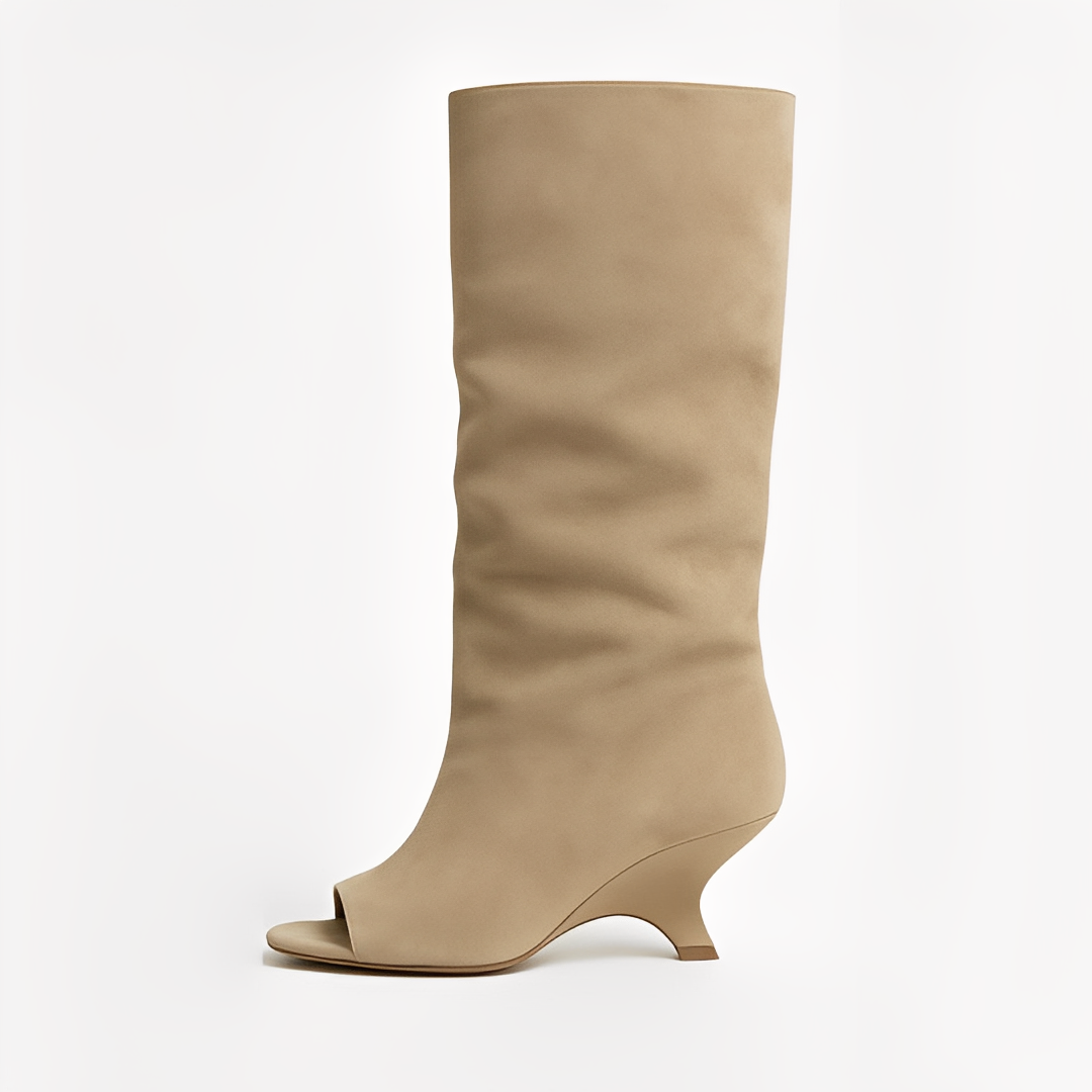 Aamina - Modne wysokie buty z otwartym noskiem dla kobiet