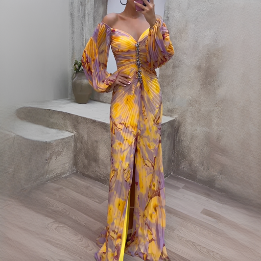 Elmira - Stylowa sukienka z dekoltem w serek dla pań