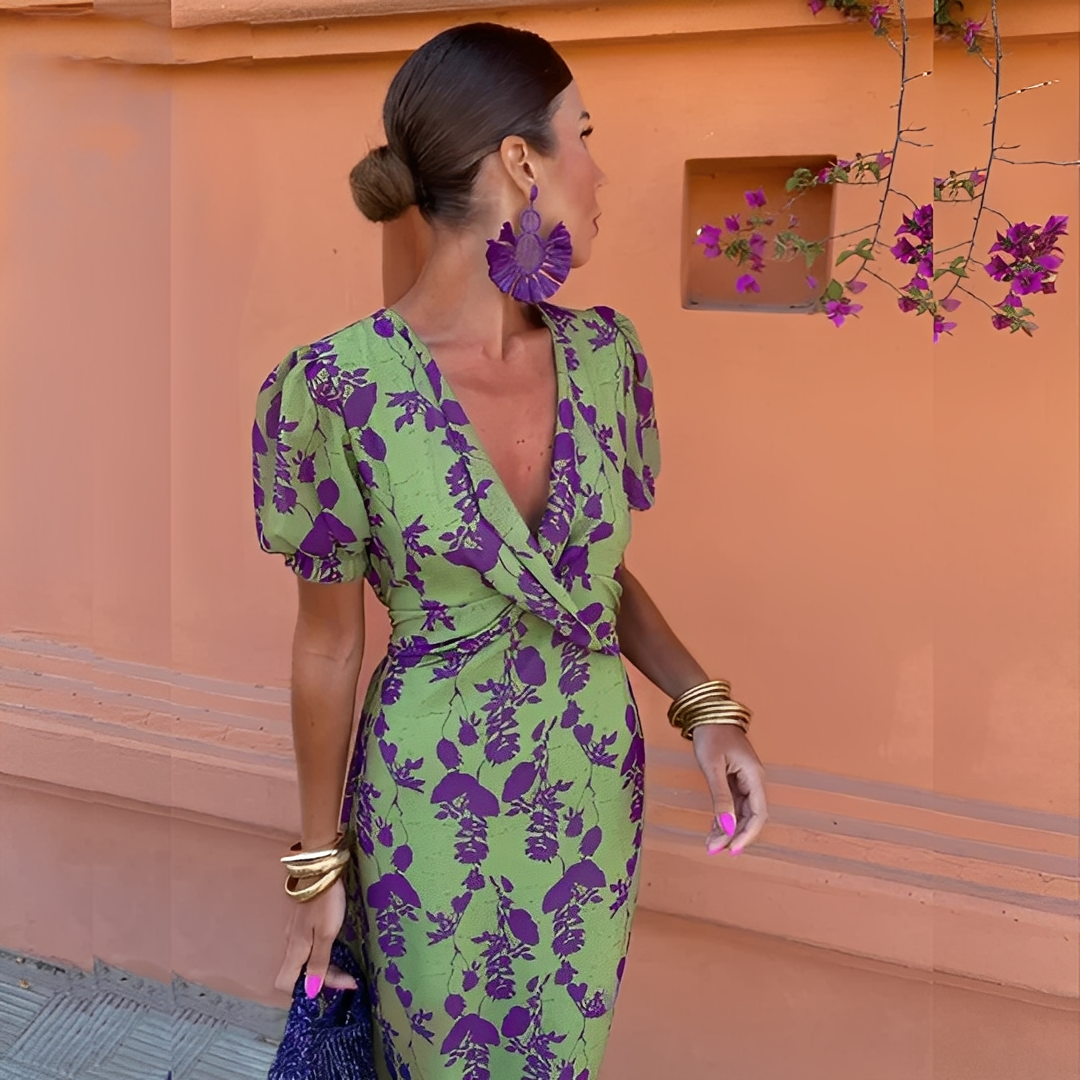 Aglaé - Klasyczna sukienka w kwiaty dla kobiet