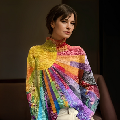 Agatine - Kolorowy sweterek z golfem dla kobiet