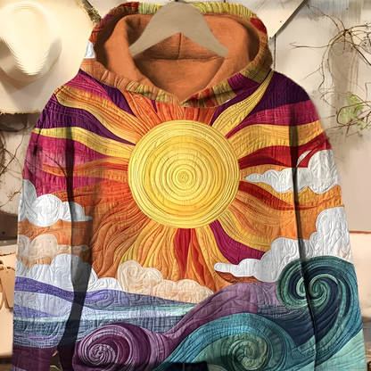 Vérène - Damska bluza z kapturem z nadrukiem w stylu vintage