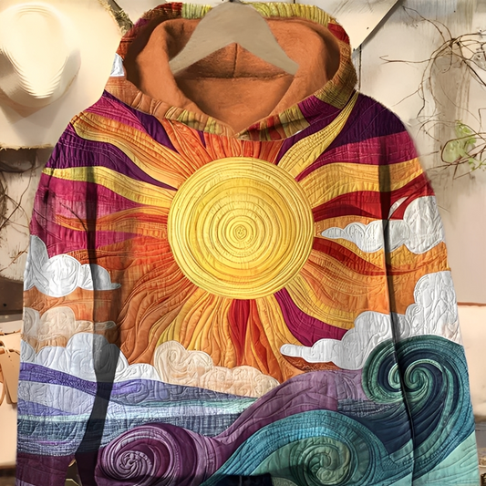 Vérène - Damska bluza z kapturem z nadrukiem w stylu vintage