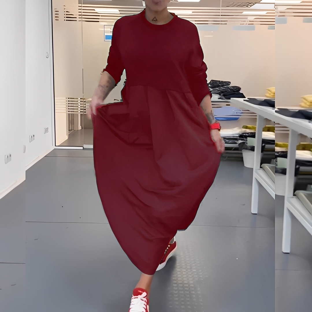 Gisèle - Codzienna sukienka z okrągłym dekoltem dla pań