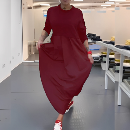 Gisèle - Codzienna sukienka z okrągłym dekoltem dla pań