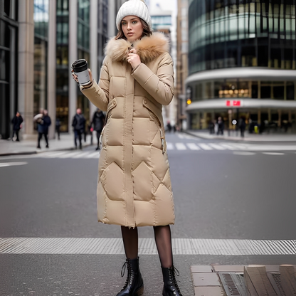 Marcellette - Pikowany płaszcz zimowy z kapturem dla kobiet