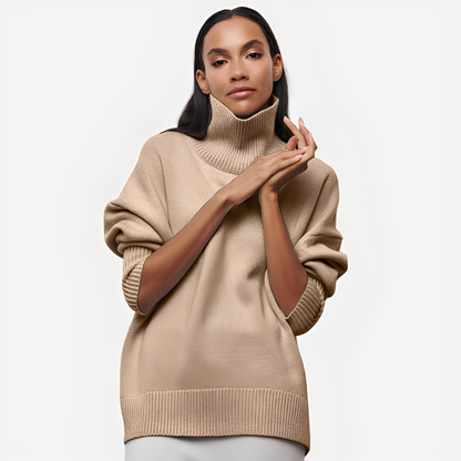 Margery - Kobiecy sweter z wysokim kołnierzem, o swobodnym kroju