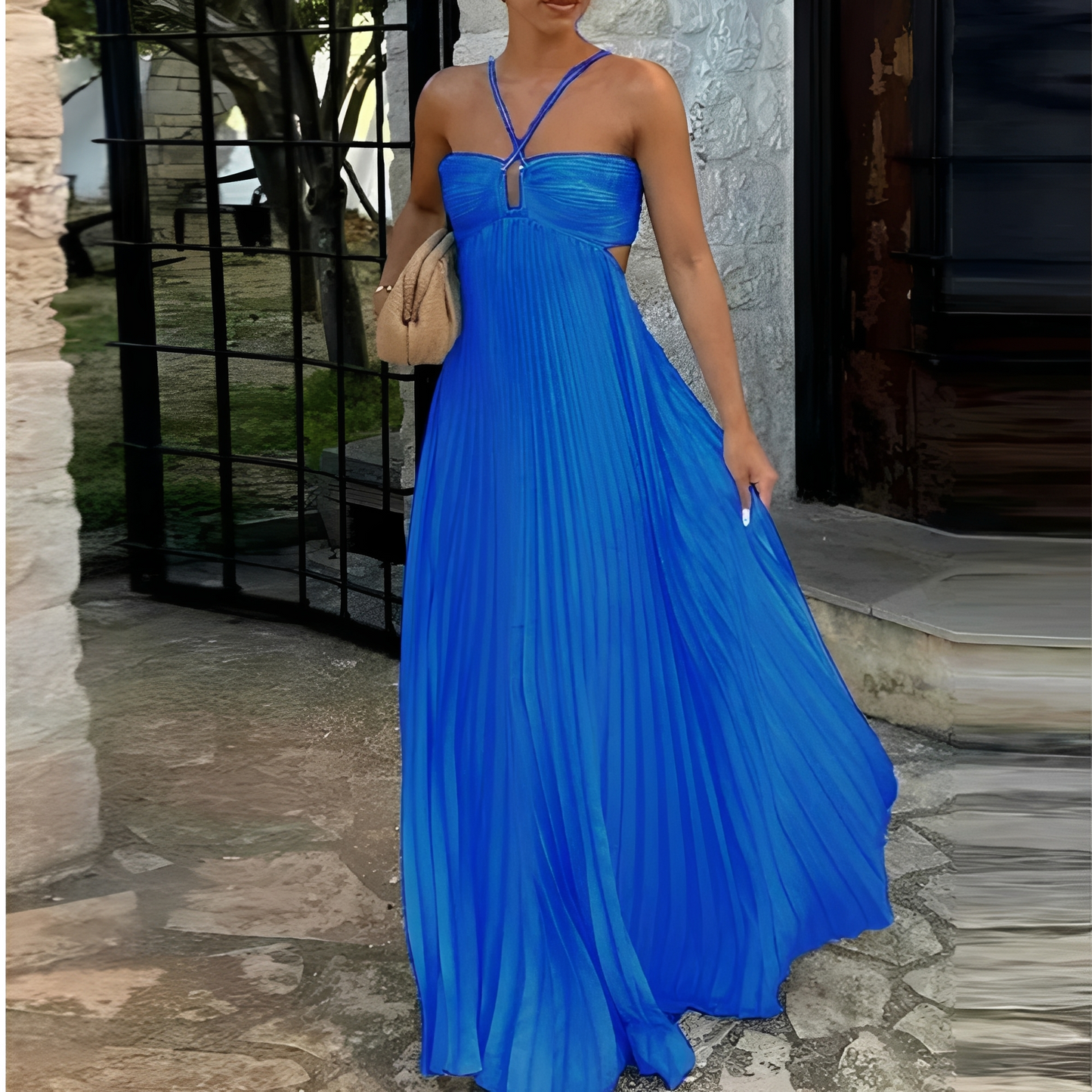 Marnie - Stylowa suknia maxi z fałdami dla kobiet