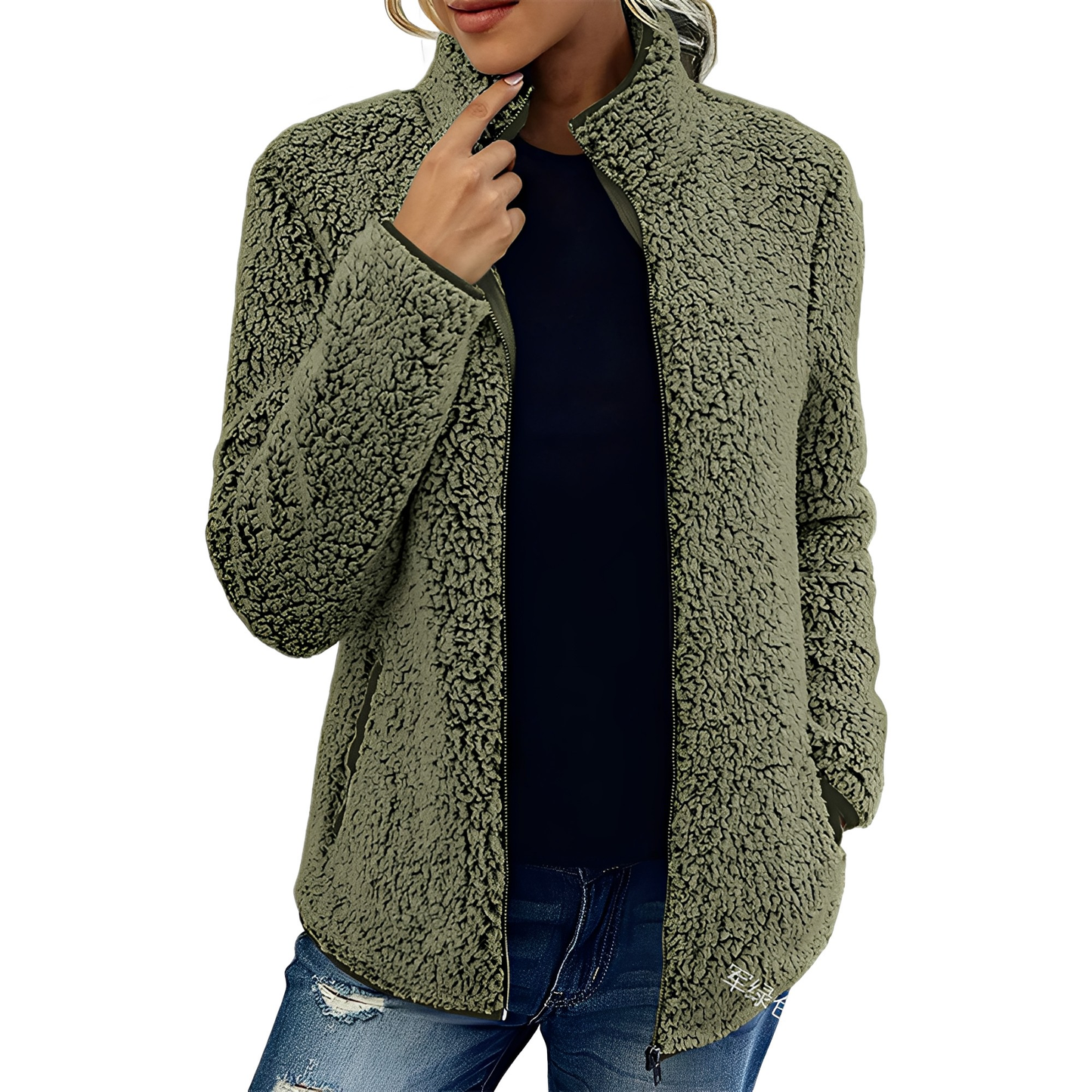 Alethea - Modny Fleece Płaszcz dla Kobiet