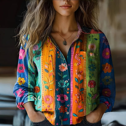 Roselyne - Bluzka luźna z eleganckim wzorem dla kobiet