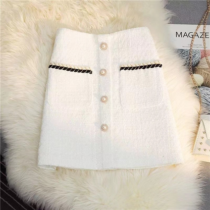 Dorothea - Spódnica z tweedu A-linia wysoki stan