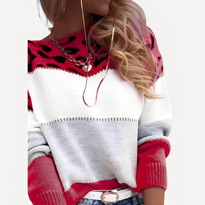 Anne - Damski sweter z modnym nadrukiem