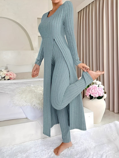 Lisabet - Stylowy zestaw z subtelnymi prążkami dla kobiet