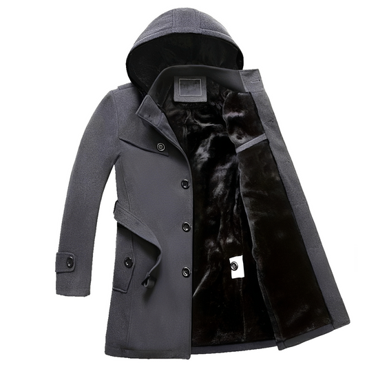 Robert - Nowoczesny, ciepły trencz dla mężczyzn z podszewką z sztucznego futra